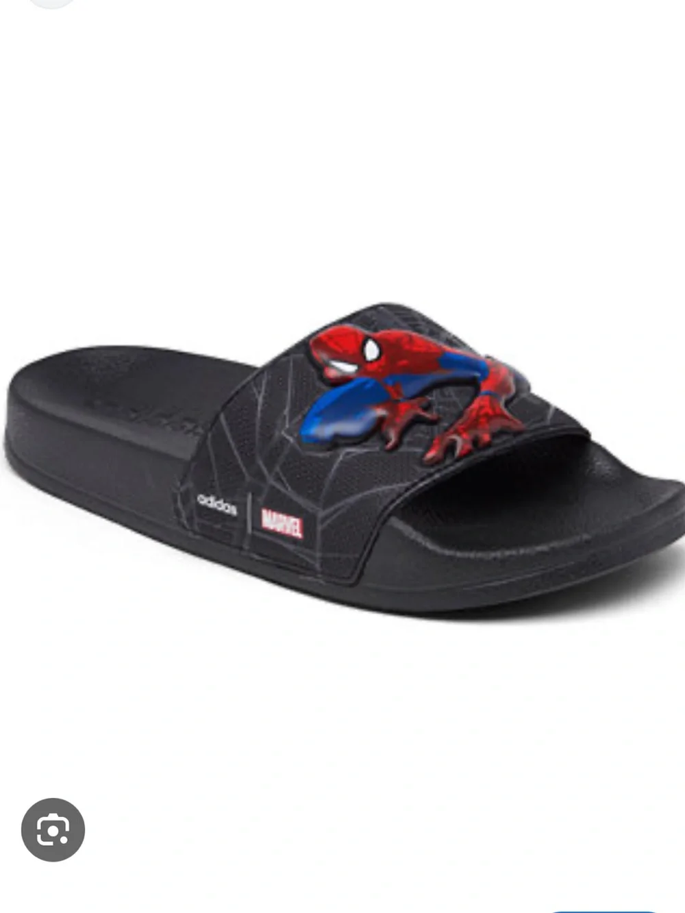 adidas Kids Black Slides with Red & Blue Spider-Man Graphic